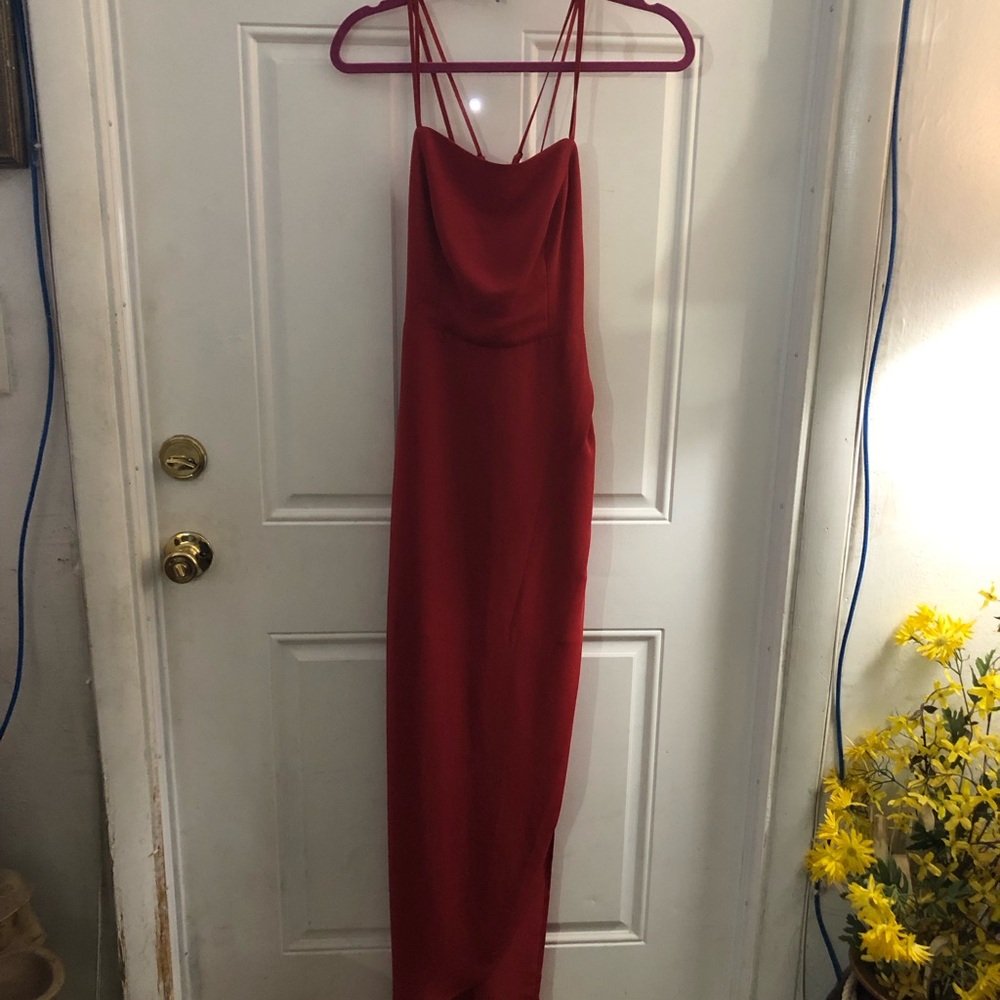 BCBGeneration Red Backless Dress with Spaghetti Straps